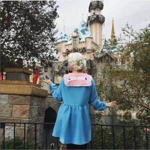 Lazy Oaf X Disney Cinderella Sweater Dress Blue Pink Long Sleeve Size Small GUC